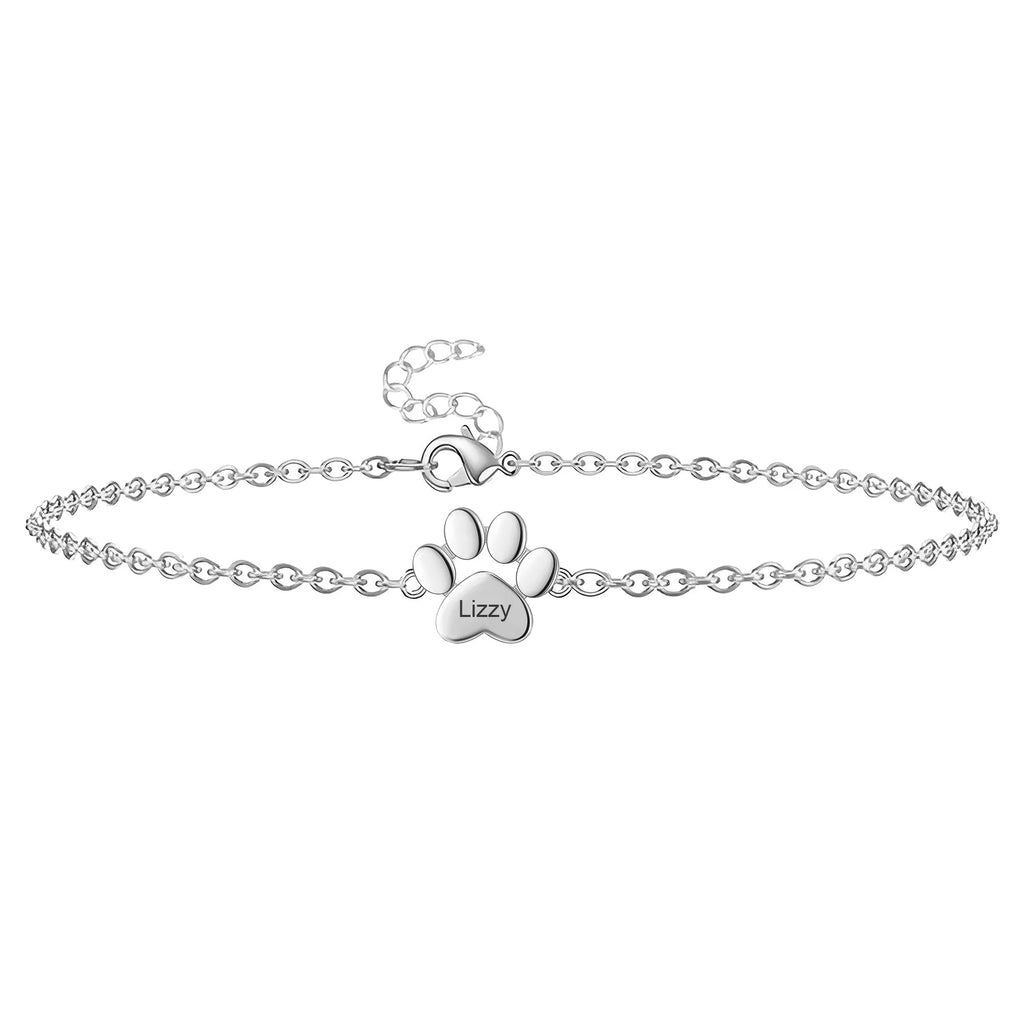 Bracciale con zampa personalizzato in acciaio inossidabile unisex modello Tinou — Argento, foto 10